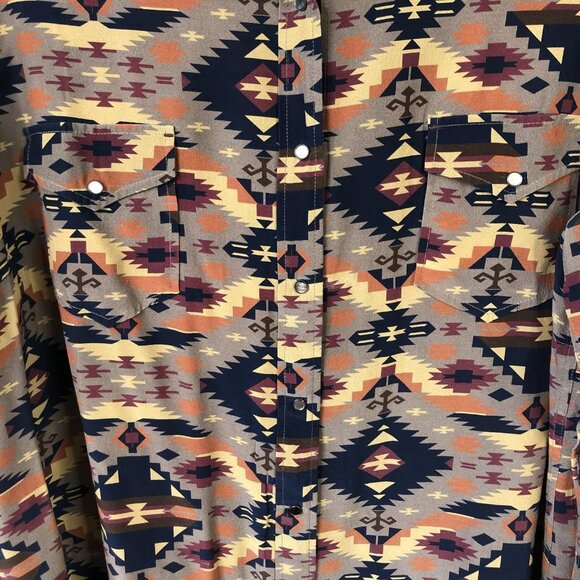 Ryan Michael Shirt Mens 2XL Multicolor Silk Pearl Snap Southwestern Long Sleeve - Picture 13 of 16